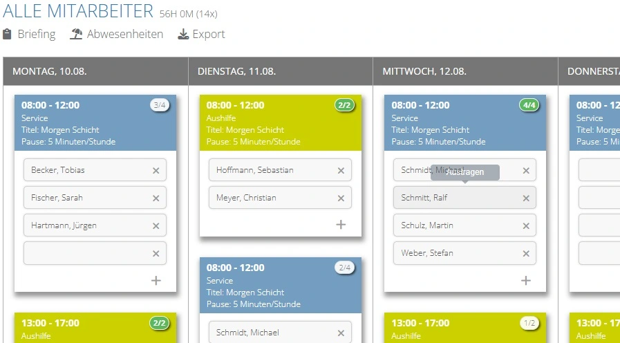 Flexible Ansicht (wochenweise)